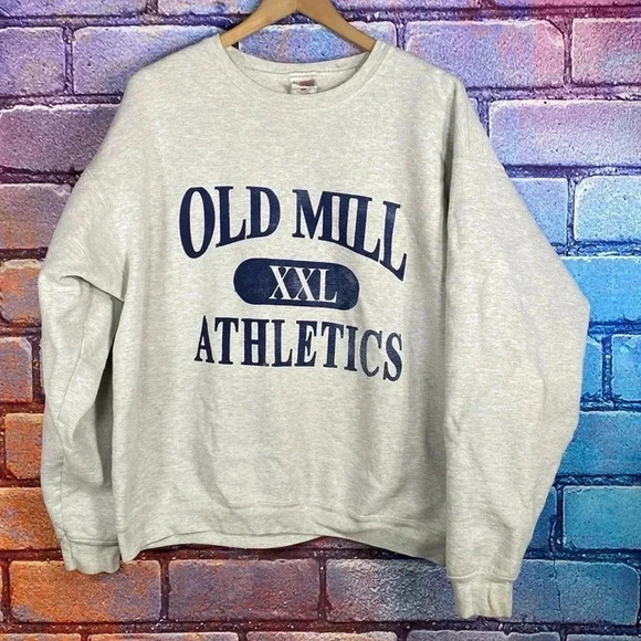 Old Mill Athletics Crewneck Sweatshirt Pullover Grey Fruit of the Loom XL - Picture 1 of 8